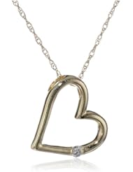 10k White, Yellow, or Rose Gold Heart Diamond Pendant Necklace (0.01 cttw, I-J Color, I2-I3 Clarity), 18"
