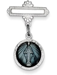 Sterling Silver Enameled Miraculous Medal Pin