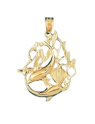 Dazzlers Solid 14 karats gold Dolphin Charm Pendant Available in three colors from jewelsberry (weights: 5.2 grams only)