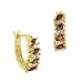 Vermeil (24k Gold over Sterling Silver) Genuine Garnet Stone Marquise Cut Genuine Diamond Accent Hoop Earrings