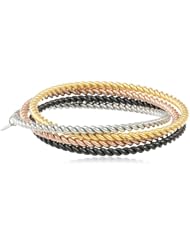 Connected Twist in Black IP, Rose IP, Gold IP, and Stainless Color Bangle Bracelet
