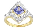 2.76CTW BELLA LUCE TANZANITE COLOR SIMULANT & WHITE DIAMOND SIMULANT 18KT OVER STERLING SILVER RING