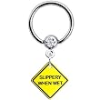 Slippery When Wet Warning Sign Dangle Captive Ring