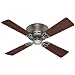 Hunter 23871 Low Profile III 42-Inch 4 Walnut/Chestnut Blades Ceiling Fan, Antique-Pewter