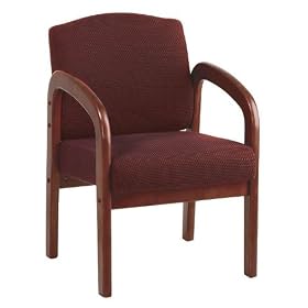 Office Star Work Smart Cherry Finish Wood Visitors Chair, Ruby
