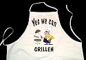 Yes we can - Grillen ; Koch Sch&uuml;rze (Latzsch&uuml;rze, Arbeitsbekleidung, Kochen, Backen, Kochsch&uuml;rze), wei&szlig;