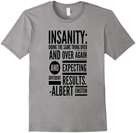 Men's Famous Albert Einstein Insanity Definition Quote Tee T Shirt Large Slate