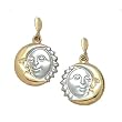 14K Gold SHINY MOON & RHOD SUN (L/R)EAR. Jewelry