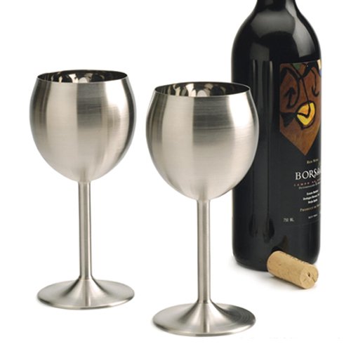 RSVP International Endurance Stainless Steel Wine Glasses Set of 2