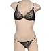 Ladies Eyelash Lace Sexy Vintage Lingerie Two Way Adjustable Sheer Bra and Thong Panty Set