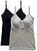 Nursing Tank Tops, Maternity Nursing Shirts Pajamas Sleep Bra for Breastfeeding (Medium: Fits for Weight 130-155 lb, Black+Grey (2Pcs))