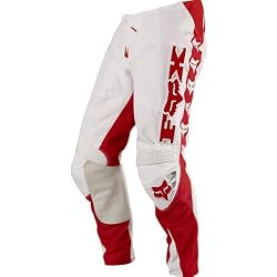 Fox Racing 360 Daytona Retro Men's MX Motorcycle Pants w/ Free B&F Heart Sticker Bundle - White/Red