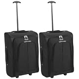 Set of 2 Super Lightweight Cabin Approved Wheeled Bags (Black)