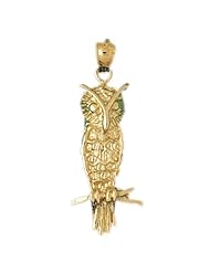 Dazzlers Solid 14k Gold Owl Charm Pendant Available in three colors from jewelsberry (weights: 2.8 grams only)