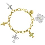 Dogwood Collection Single Bloom and Crosses Charm Bracelet