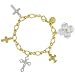 Dogwood Collection Single Bloom and Crosses Charm Bracelet