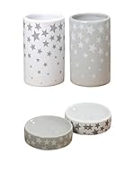 Boltze Accesorio de Baño 4 Piezas Star Gris Claro/Blanco