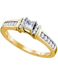 0.38CTW DIAMOND 0.16CT CENTER PRINCESS BRIDAL RING