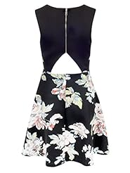 Fit-and-Flare Summer Elastane/Polyester/Scuba/Knit Floral Print Skater Dress/Party Dress 
