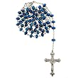 Blue Crystal Rosary with Faceted Rondell Beads in 8x6mm - 28'' Necklace - 21'' Overall Length