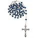 Blue Crystal Rosary with Faceted Rondell Beads in 8x6mm - 28'' Necklace - 21'' Overall Length