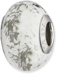 Sterling Silver Reflections White with Platinum Foil Ceramic Bead