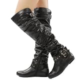 Starcy31 Studded Over The Knee Flat Boot BLACK