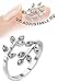 Petite Leaf Multi-Paved Gems Adjustable Rhodium Plated Brass Mid-Ring/Toe Ring HO2731