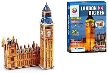 LLSai- The London Big Ben 3D Puzzles DIY Toys for Children and Adult Jigsaw Puzzle(34PCS)