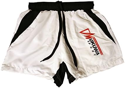 Mukuwa Sport Bodybuilding Gym Running Tight Lifting Shorts (Large, White/Black)