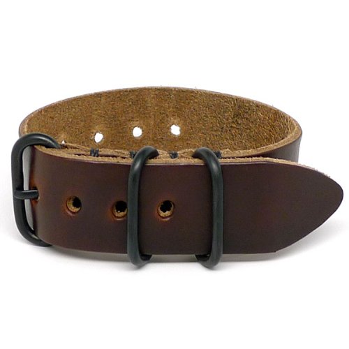 DaLuca 1 Piece NATO Watch Strap - Brown PVD Buckle  24mm