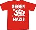 T-Shirt t014 Gegen Nazis rot bedruckt NEU S - Brustaufdruck