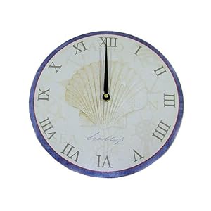White Sand Blue Sea Wood Clock - 12 by