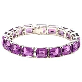 Sterling Silver Amethyst Rectangular-Cut Bracelet, 7.25 by Amazon.com Collection