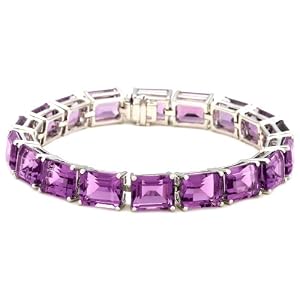 Sterling Silver Amethyst Rectangular-Cut Bracelet, 7.25 by