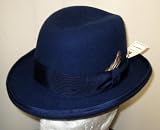 New Mens Royal Blue Godfather Style Homburg Fedora Hat - 100% Wool, Extremely Stylish, Very High Quality!
