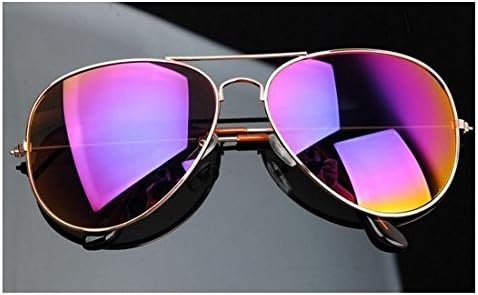 iLook On9 (TM) High Quality Gold Frame Unisex Aviator Sunglasses with Protective Case (Mirror Purple Lense)