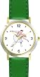 Ballerina and Ballet Dancer Couple No.1 - WATCHBUDDY&reg; DELUXE TWO-TONE THEME WATCH - Arabic Numbers - Green Leather Strap-Women's Size-Small