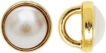 Crystaletts Crystal Buttons, Swarovski Crystal Pearl 5mm, 20 Pieces, Gold Plated/White