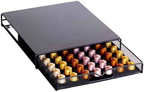 Coffee Pod Storage Mesh Nespresso Drawer Holder for 56 Capsules, Black