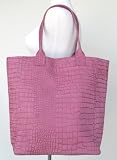 Large Embossed Leather Tote Handbag Purse Bag Pink