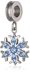 Disney Girls' "Frozen" Stainless Steel Crystal Snowflake Dangle Bead Charm