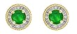 10k Yellow Gold, May Birthstone, Lab Created Emerald and Diamond Earrings