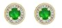 10k Yellow Gold, May Birthstone, Lab-Created Emerald and Diamond Earrings