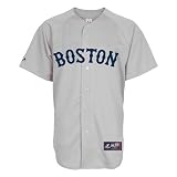 MLB Men's Boston Red Sox Josh Beckett Road Gray Short Sleeve 6 Button Synthetic Replica Baseball Jersey  (Road Gray, Medium)