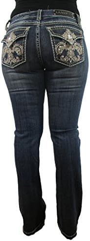 LA Idol Womens Jeans Med-wash Stella Fleur de lis style 0