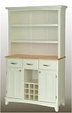 Wine Rack Buffet with Open Hutch - White/ Natural