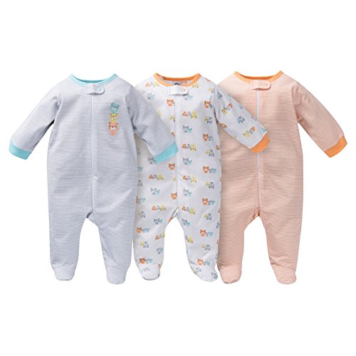 Gerber Unisex-Baby Sleep N Play Footed Sleepers - Teddy Bears (Newborn)