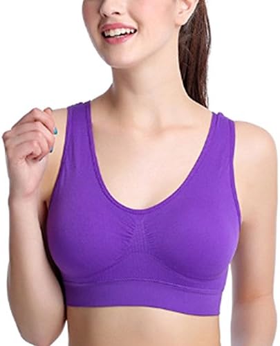 LESENT Women's Push Up Wire free Yoga Comfort Running Sport Bras (Purple, Medium)