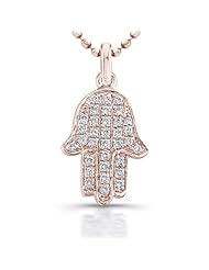 Victoria Kay 14k Rose Gold Diamond Hamsa Pendant (1/8cttw, JK, I2-I3), 16"